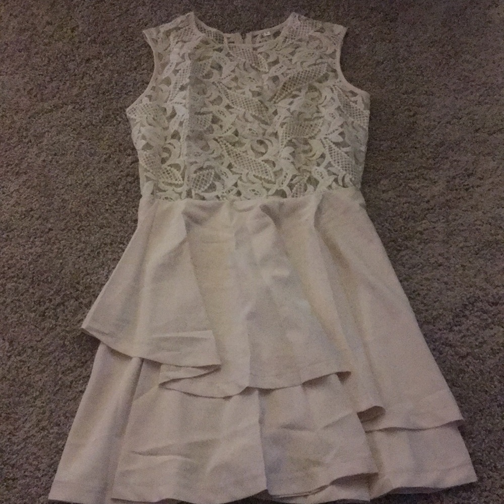 Nude Dress with Lace Top